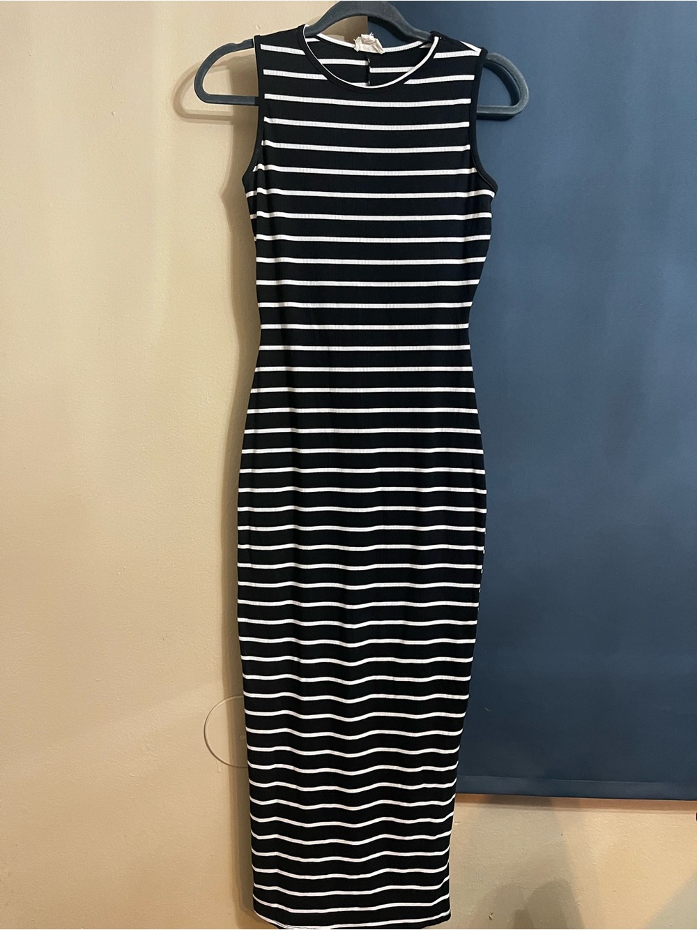 See You Monday Black and White Striped Midi/Maxi Dress
